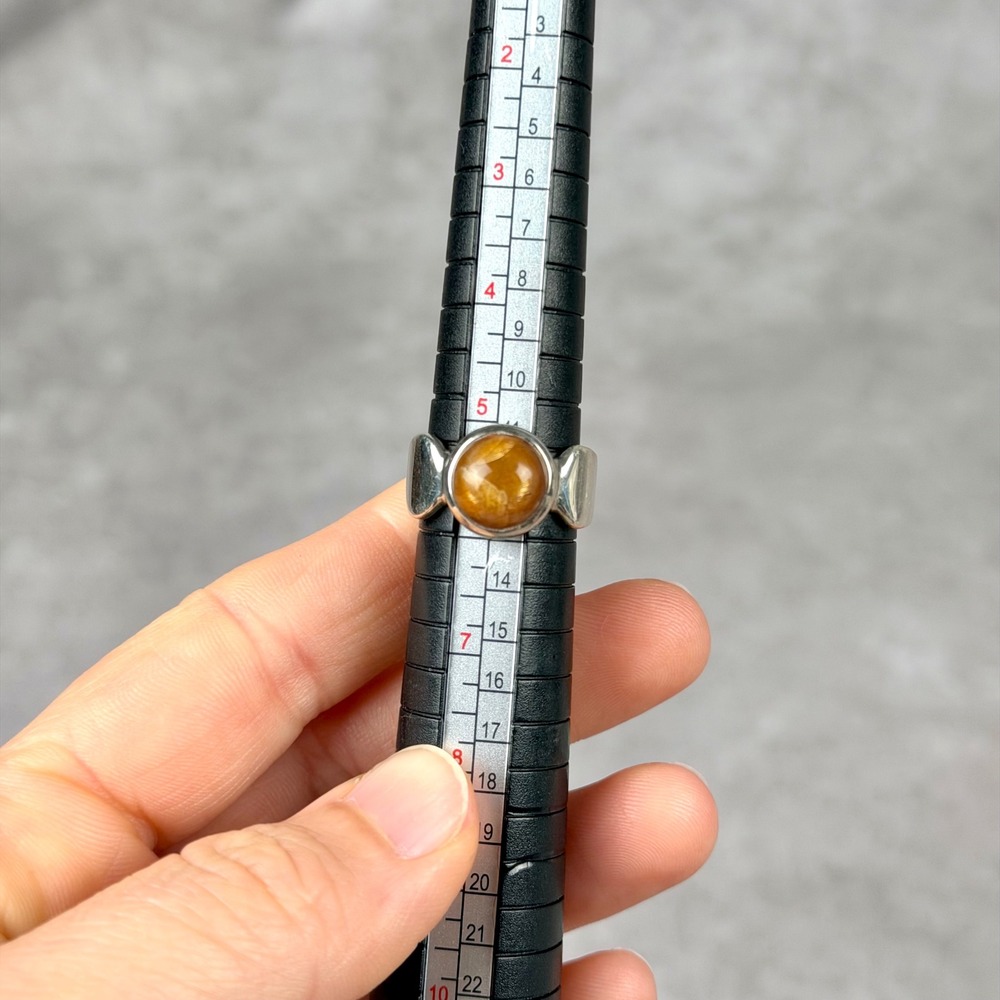 Sterling Silver Sunstone Ring Size 5.5 Round Bezel Set 925 Band Chunky BOHO
